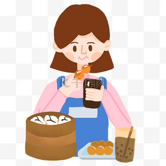 吃货卡通字体吃货插画吃货女孩吃货节海报吃货标枪包吃货狗手绘吃货