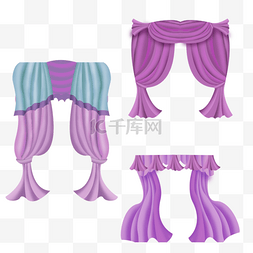 紫色梦幻窗帘元素效果