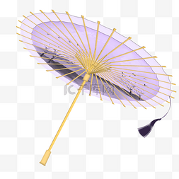 紫色水墨油纸伞