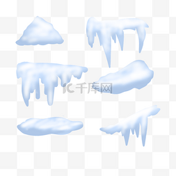 蓝白抽象图片_抽象立体蓝白雪堆冰柱元素