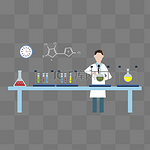 扁平化医疗化学医生生物研究人员AI矢量