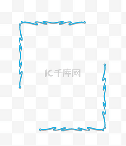 矢量卡通蓝色线稿长方形文本框png