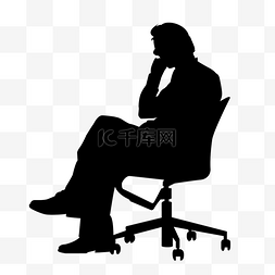 手绘剪影坐在椅子上焦虑的人