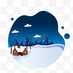 树木栅栏图片_冬季雪景风景边框