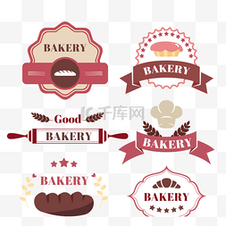 手绘寿司店图片_卡通棕色粉红色蛋糕烘焙店徽标