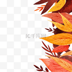 秋天景色落叶红黄装饰边框