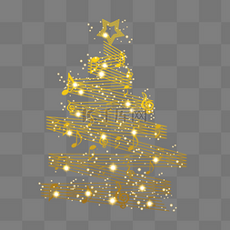 金色音乐音符图片_金色渐变闪光圣诞音乐圣诞树