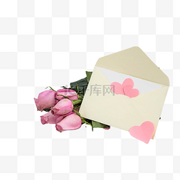 粉色信件图片_情人节玫瑰花情书