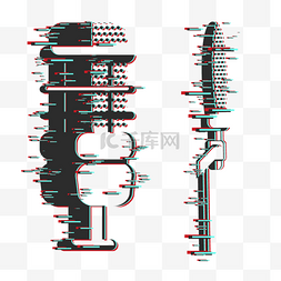 故障风麦克风图片_复古怀旧红蓝话筒元素