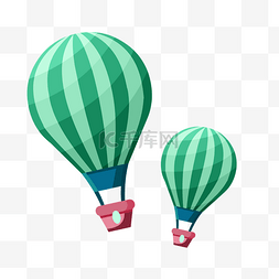 条纹图片_卡通绿白条纹热气球