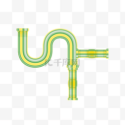 绿色管子图片_弯曲的水管管道