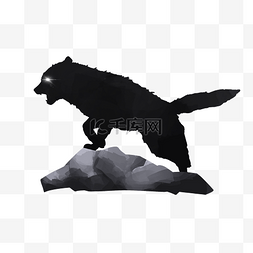 动物剪影黑色狼