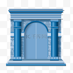 柱子蓝色图片_蓝色拱门大门
