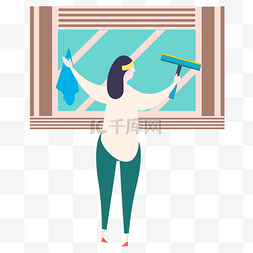 卫生家政服务图片_女性擦窗户打扫卫生