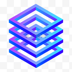 3d方形图片_蓝色方形重叠3D图形