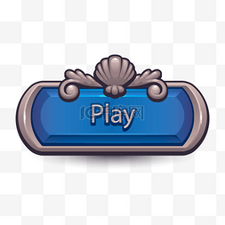 蓝色按钮矢量素材图片_贝壳游戏按钮标题框