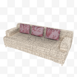 米色沙发图片_立体简约沙发抱枕粉色米色