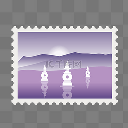 紫色邮票装饰
