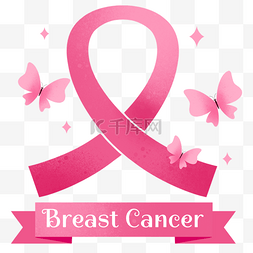 粉红丝带月图片_乳腺癌日蝴蝶装饰粉红丝带乳腺癌