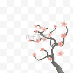 樱花季图片_春天手绘粉色樱花扁平风