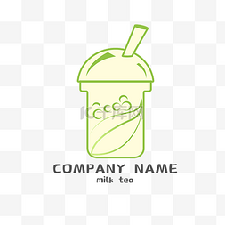 奶茶logo图片_绿色水杯LOGO