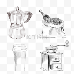咖啡咖啡机图片_手绘素描咖啡相关