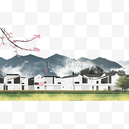 油菜花梯田图片_徽派建筑