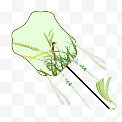 古风道具图片_绿色花纹团扇圆扇