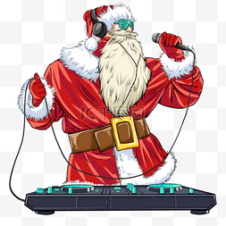 音乐圣诞老人图片_圣诞节圣诞老人唱歌dj红色朋克插