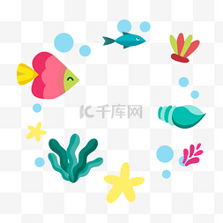 小鱼响铃图片_海洋生物小鱼边框