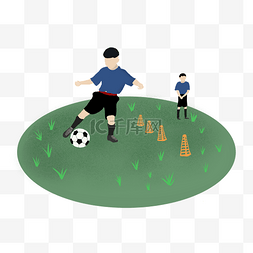 草坪足球草坪图片_户外运动绿色清新男孩踢足球