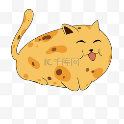 开心的黄色小猫咪插画
