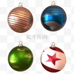 3d圣诞球图片_各种颜色的3d圣诞球