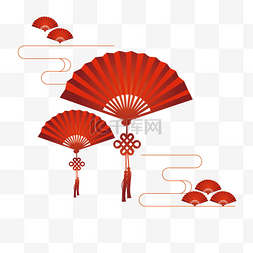 扇子红色扇子中国风打开的扇子