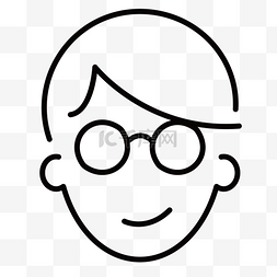 设计类线性图标图片_戴眼镜得卡通男孩