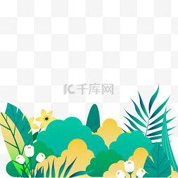 色彩植物图片_创意色彩花丛底部边框