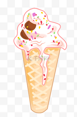 融化的冰淇淋卡通插画