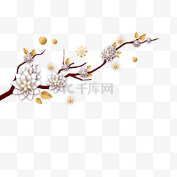 春节传统白李花瓣分支机构