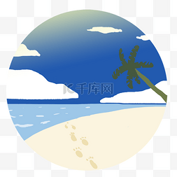 小岛原画图片_海边沙滩夏日小岛简单椰树