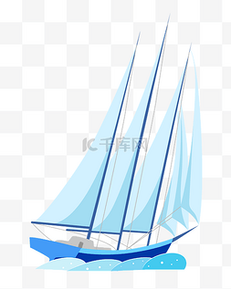 小船的图片_蓝色的帆船