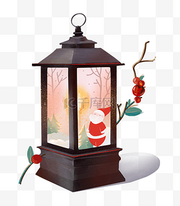 油灯灯光图片_圣诞节可爱圣诞老人温暖吊灯
