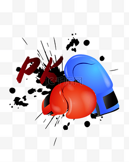 武术和拳击图片_蓝色红色拳击手套