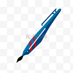 蓝色装饰钢笔插图