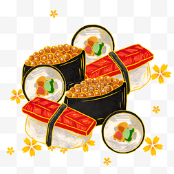 寿司食物图片_国潮美食寿司金色素材