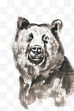 狗熊手绘图片_健壮的狗熊水墨画PNG免抠素材