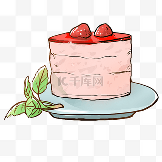 卡通草莓蛋糕插画