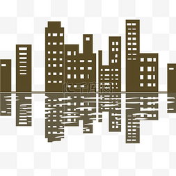 水中倒影图片_城市建筑剪影
