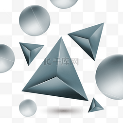 立体感几何图片_灰色三角形几何形状立体感折纸