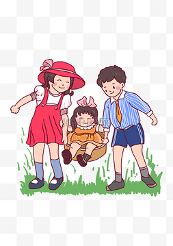 草地上的儿童图片_61儿童节带上孩子的一家三口游玩