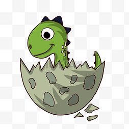 绿色恐龙蛋图片_破壳而出的绿色恐龙